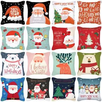 Чехол для подушки с изображением Санта-Клауса на Рождество, праздничный подарок, квадратный чехол для подушки, не включает в себя сердцевину подушки Peach skin material