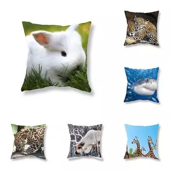 Чехол для подушки с милым кроликом, жирафом, палевым животным, декор для дивана, офисный игровой стул, чехол для подушки, домашний декор, наволочка 40x40cm