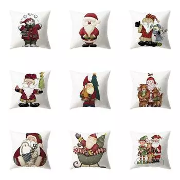 Чехол для подушки с милым рисунком Санта-Клауса, украшение для дома, гостиной, дивана, полиэстеровая подушка, наволочка 40X40CM