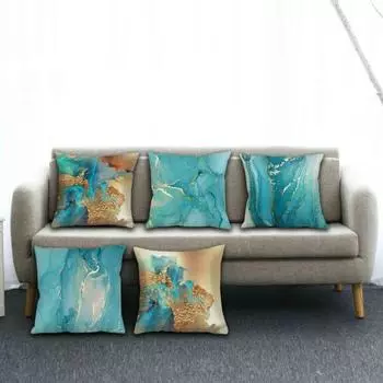 Чехол для подушки с мягкой текстурой, простой в использовании, льняной, мраморный, с принтом, наволочка для дивана, аксессуары для дома 7
