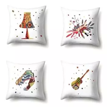 Чехол для подушки с принтом и вязаным узором в виде музыкального инструмента для дивана 40x40cm