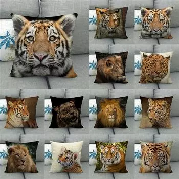 Чехол для подушки с принтом тигра и льва, наволочка для дома, гостиной, дивана, спальни, декоративная наволочка 40X40CM