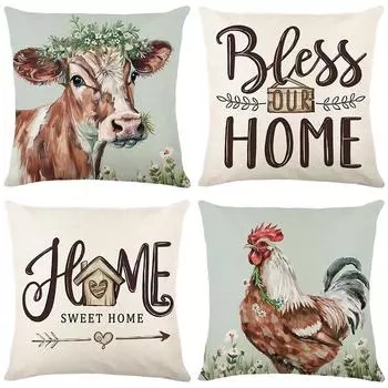 Чехол для подушки с принтом животных Чехол для обивки дивана с надписью Чехол для подушки Farmhouse Wind 45*45cm JYM448-1