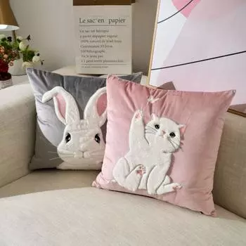 Чехол для подушки с рисунком кролика, приятный для кожи, наволочка для подушки, наволочка с кроликом, украшение для дома Style 6