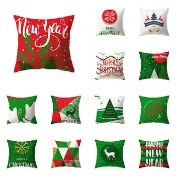 Чехол для подушки с рисунком в виде оленя на рождественскую тематику, украшение для дивана, квадратная подушка из полиэстера 40X40CM