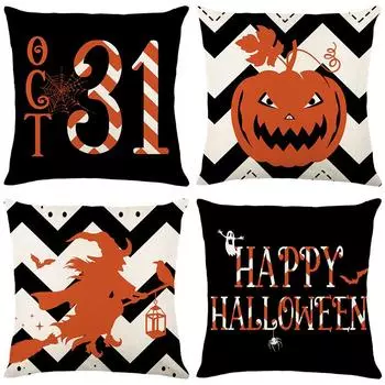 Чехол для подушки с тыквой на Хэллоуин, чехол для дивана, льняная наволочка с принтом для спальни 45*45cm JYM476-1
