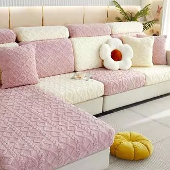 Чехол для подушки сиденья из плотного бархата Taffel, эластичный жаккардовый чехол для дивана, регулируемый съемный, защитный чехол для мебели для домашних животных и детей Normal Size S