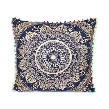 Чехол для подушки синего золотого цвета, наволочки ручной работы, наволочки, декоративный чехол для спальни 16 x16 In синий/золотой