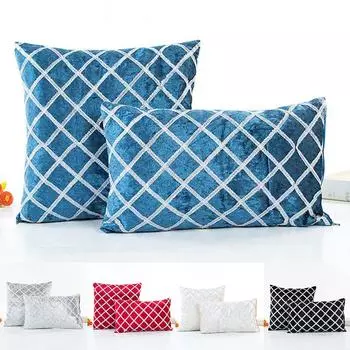 Чехол для подушки Vogue, плюшевый, в полоску, в дикую клетку, подушки для украшения дома, наволочка Cojines для автомобиля, наволочка для дивана 30*50cm синий