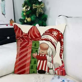 Чехол для подушки Yousheng с рисунком рождественской елки, гнома, колокольчика, яркий цвет, мягкая и удобная наволочка D