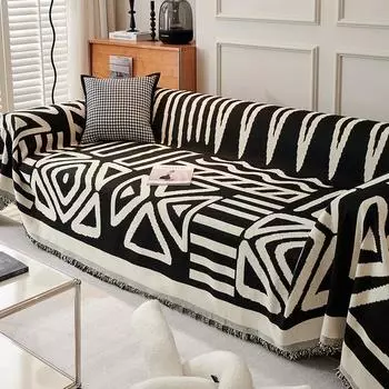 Чехол для полотенца EIFLOY-Geometric Sofa Towel Cover, чехол для дивана из синели, 3-местный, плед с кисточками, для гостиной, этнический стиль 180x130cm
