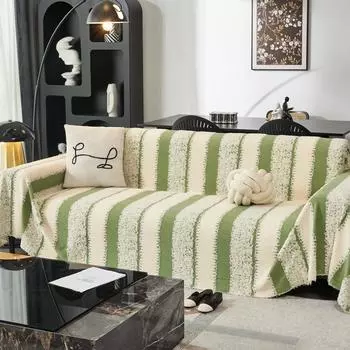 Чехол для полотенца EIFLOY в полоску из бархата, мягкий плед для дивана, цельный, теплый, зимний, универсальный 180x130