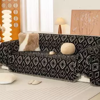 Чехол для полотенца на диван из шенилла в современном стиле, одеяло, чехол для дивана в гостиную, универсальный чехол, цельный, с бахромой, 3 места 180x130