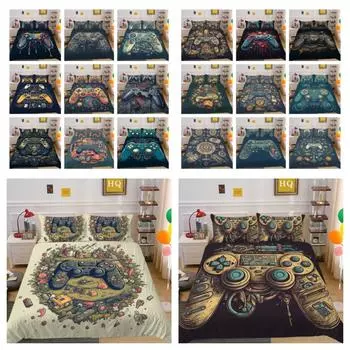 Чехол для постельного белья с игровой ручкой, крутой дизайн, мужские домашние покрывала из полиэстера, постельные принадлежности королевского размера, комплекты пододеяльников высокого качества UK Single 135x200cm