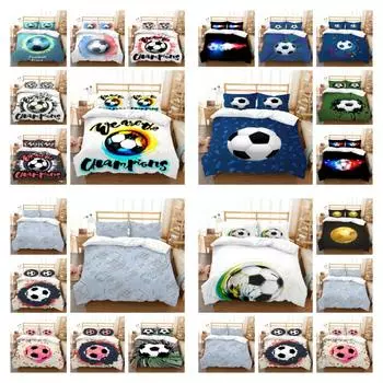 Чехол для постельного белья с футбольным принтом, домашний текстиль, дышащий комплект пододеяльников, роскошные комплекты одеял высокого качества для мальчиков и мужчин UK Single 135x200cm
