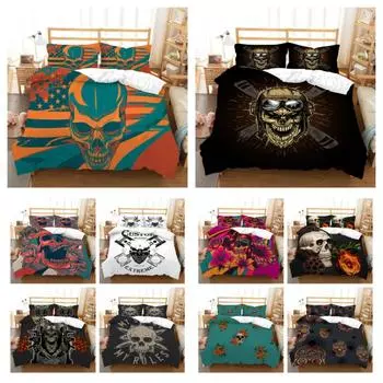 Чехол для постельного белья с рисунком черепа, пододеяльник с принтом черепа, комплект пододеяльников из микрофибры для мальчиков-подростков, комплект постельного белья одного размера, двойного размера UK Single 135x200cm