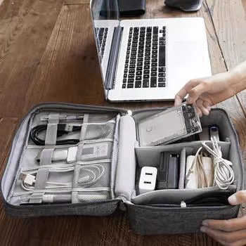 Чехол для Power Bank, универсальный портативный противоударный электронный органайзер, сумка для хранения кабеля для передачи данных серый