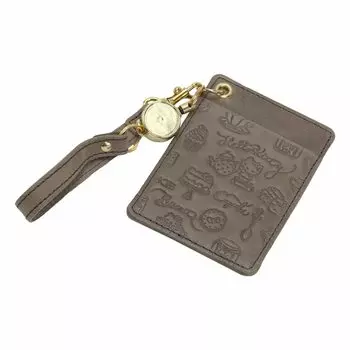 Чехол для проездного билета Hello Kitty из натуральной кожи с ремешком для катушки, держатель для карточек с микросхемой, чехол из коровьей кожи HELLO KITTY Fresh Kitty Fresh Gray [Sanrio] для женщин (Привет