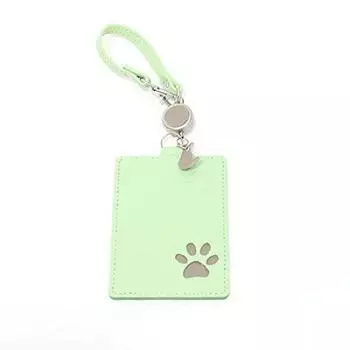 Чехол для проездного билета с изображением кошачьей лапки зеленого цвета из натуральной кожи, катушка входит в комплект, чехол для проездного билета с изображением кошачьей лапки и микросхемой, кожа коровы, сделано в Японии, для женщин зелёный