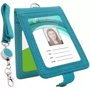 Чехол для проездного на работу, держатель для проездного с катушкой и ремешком, чехол для карт с микросхемой, кожаный чехол для карточек, двухсторонний, для поездок в школу, зеленый [Aemicion] для мужчин и женщин