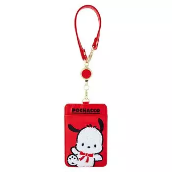 Чехол для проездного Sanrio Pochacco на 35-ю годовщину Чехол для проездного Red Ribbon Pochacco Чехол для удостоверения личности проездного Pochacco Commuter Card IC Card на 35-ю годовщину