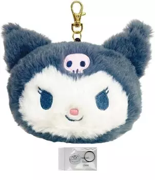 Чехол для пропуска Face Pass с держателем для катушки Commuter Plush Kuromi Set (Пропускной футляр, кольцо)