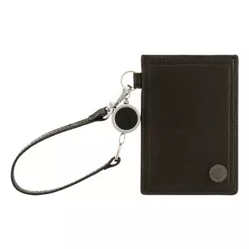 Чехол для пропуска из натуральной кожи для монет 730611 Чехол для пропуска с катушкой Чехол для проездного на город с катушкой из коровьей кожи черного цвета [Takeo Kikuchi] Мужская [01]