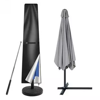 Чехол для прямого зонта, водонепроницаемый защитный чехол для зонта с телескопической стойкой, молнией, защитой от ультрафиолета и ветра, чехол для садового зонта 170cm чёрный