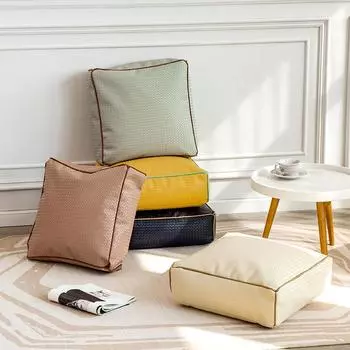 Чехол для пуфа из ПВХ с плетеным узором, чехол для подушки из искусственной кожи в скандинавском стиле, марокканский пуф, пуф для эркера, татами, ненабитая подушка No Fillings