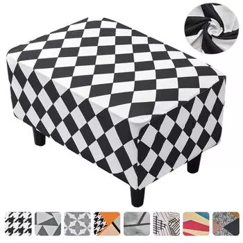 Чехол для пуфа с эластичной резинкой, прямоугольный чехол для пуфа с подставкой для ног, чехол для табурета с нескользящей эластичной подошвой