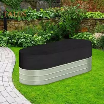 Чехол для ящика для рассады с регулируемой завязкой, прочная ткань Оксфорд, защита растений от замерзания, овальный чехол для резервуара для воды, защита от пыли на открытом воздухе S серый