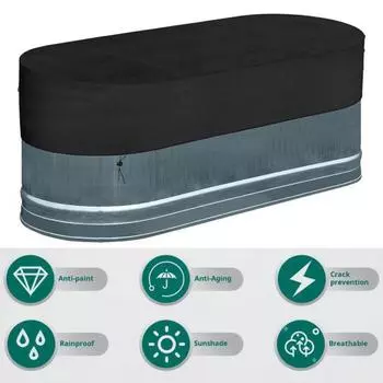 Чехол для ящика для рассады Yousheng с регулируемым шнурком, прочная ткань Оксфорд, защита растений от замерзания, овальная крышка для водяного бака, защита от пыли на открытом воздухе S серый