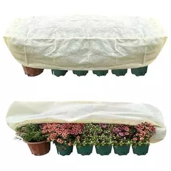 Чехол для растений Yousheng, устойчивый к холоду, прямоугольный, зимний, антифризный чехол, защита от замерзания с завязкой для уличных цветников 100cm бежевый