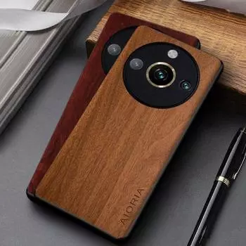 Чехол для Realme 11 Pro Plus, чехол из искусственной кожи с деревянным бамбуковым узором для Realme 11 Pro, чехол realme 11 pro plus чёрный