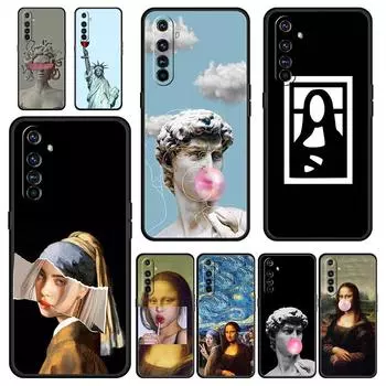 Чехол для Realme 12 11 10 9 8 5G 7 6 GT5 GT3 GT2 Pro Plus C21 C11 C25 C35 GT Neo 2 3 3T 5 Эстетика обложки Дэвид Мона Лиза Realme 12 Pro