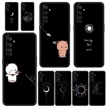 Чехол для Realme 12 11 10 9 8 5G 7 6 GT5 GT3 GT2 Pro Plus C21 C11 C25 C35 GT Neo 2 3 3T 5 Чехол черный и белый Любовь Солнце Луна Realme 9Pro Plus