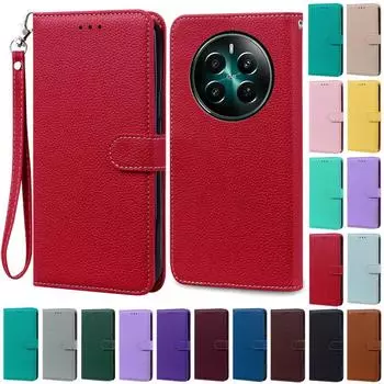 Чехол для Realme 12 Чехол для Realme 12 Plus Кожаный чехол-кошелек с откидной крышкой Для Realme 12 Pro Plus 5G Чехол для Realme 12X Чехол Coque Fundas Realme 12 4G бежевый