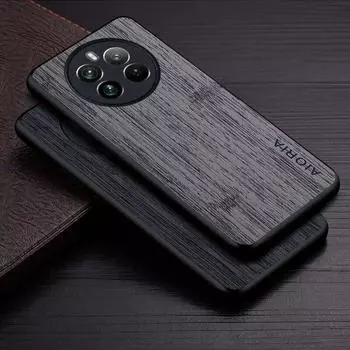 Чехол для Realme 12 Pro Plus 5G, кожаный чехол с узором из бамбукового дерева, роскошный чехол для oppo Realme 12 Pro Plus, чехол-капа Realme 12 Pro Plus чёрный