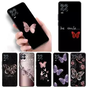 Чехол для Realme 8 C21y GT Neo 2 3 8i C21 7 C11 6 C12 C35 C3 GT 9 Pro C12 силиконовый чехол для телефона TPU красивая розовая бабочка Realme 8i