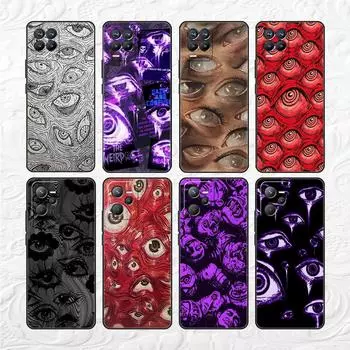Чехол для Realme 8 C21y GT Neo 2 3 8i C21 7 C11 6 C12 C35 C3 GT 9 Pro C12 Master Funda Phone Cover Scary Face Eyes Smiley Realme 8i