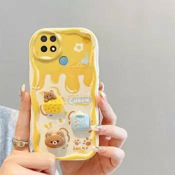 Чехол для Realme 8 Pro C11 2021 C15 C20 C20A C21 C21Y C25Y, мягкий силиконовый чехол, задняя крышка, 3D стереоскопический чехол для телефона с сыром и медведем, милый кролик For Realme C25Y