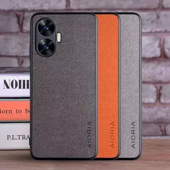 Чехол для Realme C55, чехол, роскошный текстильный, кожаный, мягкий чехол для телефона, чехол для oppo Realme C55, чехол, капа Realme C55 чёрный