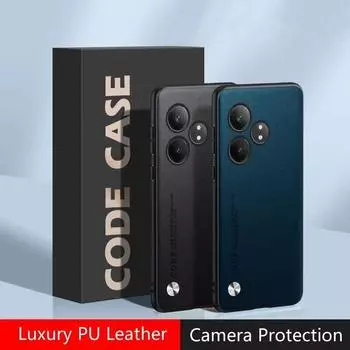 Чехол для Realme GT Neo 6 SE, роскошный силиконовый кожаный чехол для задней панели телефона, защитный чехол для камеры, модный противоударный бампер Realme GT Neo 6 SE чёрный