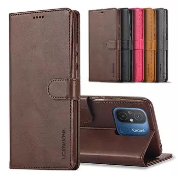 Чехол для Redmi 12C, кожаный винтажный чехол для телефона Redmi 12C, откидной магнитный чехол-бумажник для чехла Xiaomi Redmi 12C, чехол Redmi 12C чёрный