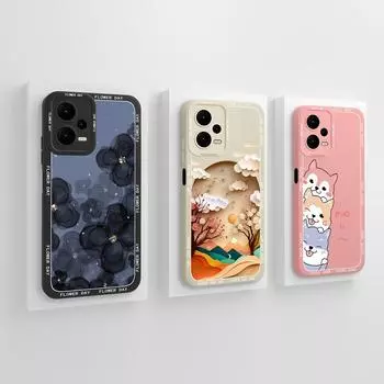 Чехол для Redmi 13 13C 13R Note 12 Pro Plus 12S 12R Turbo 3 Paper Cut Art Cute Dogs Стильный стиль Жидкий силикон Легкая защита для Redmi Capa Redmi Note 12 5G