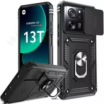 Чехол для Redmi 13C Note 12 11 Pro Xiaomi 13T Poco X5 X4 12T 11T Slide Lens Camera Duty Armor Rugged Military Class Cover Redmi 13C 4G красный