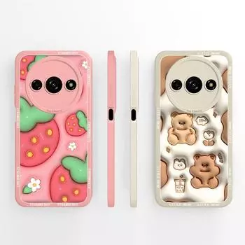 Чехол для Redmi A1 A2 Plus A3 Pro A3x A4 4G 5G Чехол Sweet Strawberry Cute Little Bear Супер Ударопрочный жидкий силикон Мягкий Подходит для Redmi Чехол Redmi A3 4G
