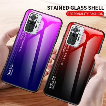 Чехол для Redmi Note10 Pro, чехол из закаленного стекла с градиентом для Xiaomi Redmi Note 10, 10S, 10T, 8, 8T, 7, 11S, 9S, 9, 11 Plus, чехлы Xiomi Redmi Note 10 чёрный