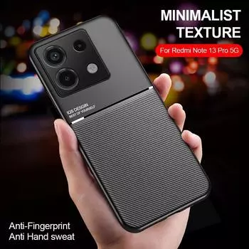 Чехол для Redmi Note13 Pro 5G, автомобильный магнитный держатель, кожаный чехол для телефона для Redmi Note 13 Pro Plus Pro + 5G, мягкая рамка из ТПУ, защит... Redmy Note13 5G синий