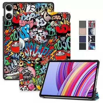 Чехол для Redmi Pad Pro 12,1 дюйма, тройной кожаный чехол с окрашенной подставкой, умный чехол для Xiaomi Redmi Pad Pro 12,1 2024, чехол Redmi Pad Pro 12.1 чёрный